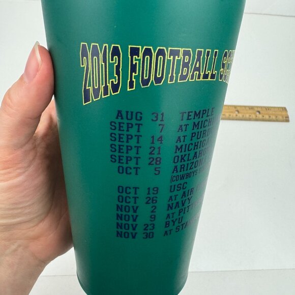 Plastic 2013 Green Notre Dame Football Fighting Irish Drinking Cup w Schedule - Picture 5 of 12